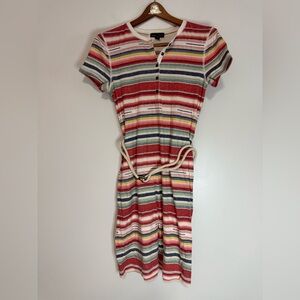 Ralph Lauren Striped Multicolor Dress Aztec inspired with rope belt in size M